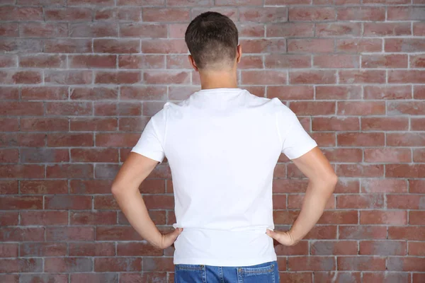 Man in blank white t-shirt — Stock Photo, Image