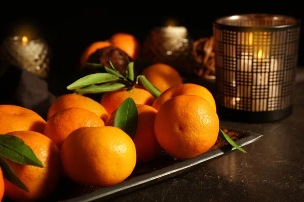 Christmas composition with tangerines — Stock Photo, Image