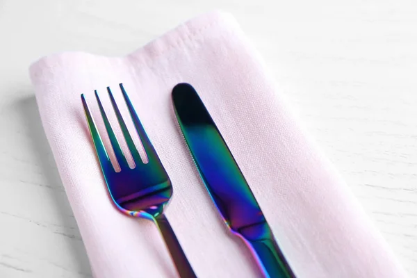 Chrome fork and knife — Stock Photo, Image