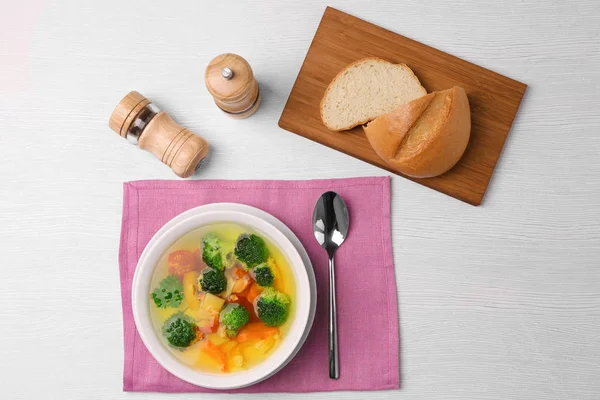 Bowl with vegetable soup — Stock Photo, Image