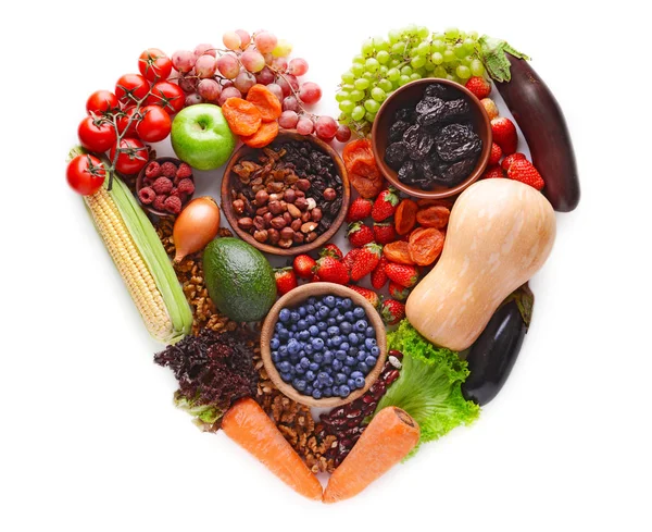 Heart made of healthy food — Stock Photo, Image