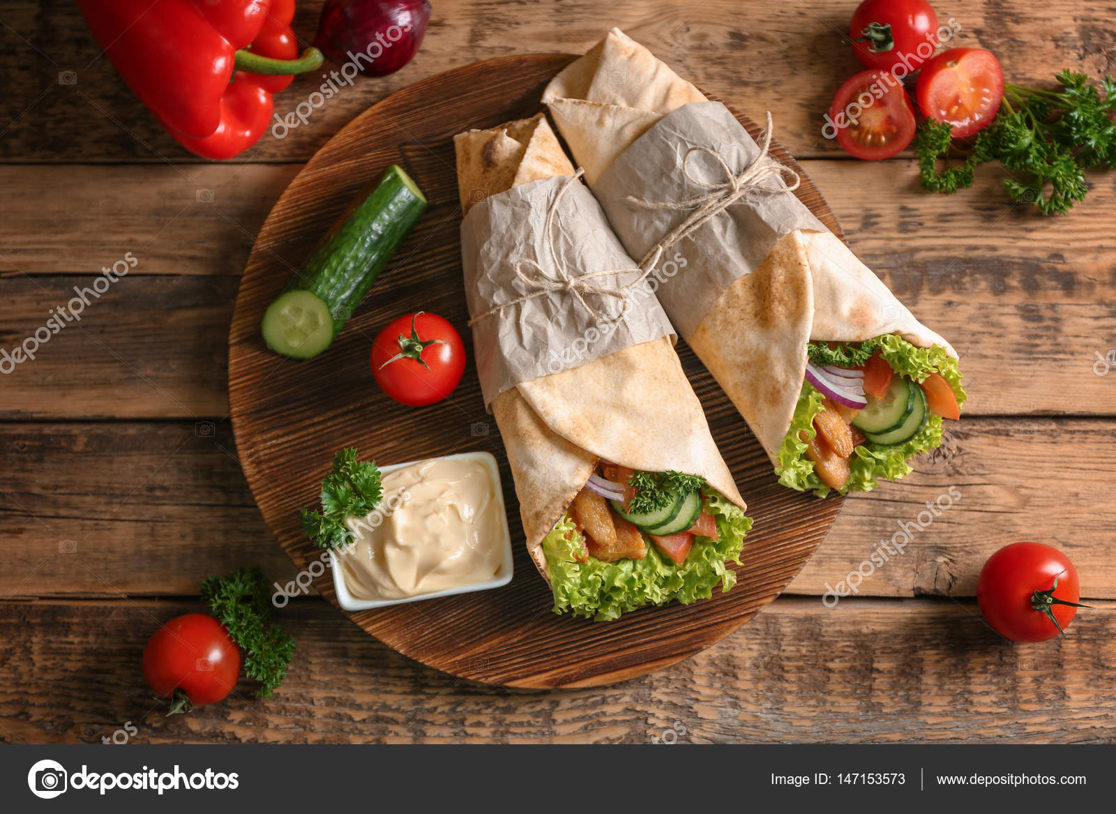 Delicious kebab sandwiches — Stock Photo © belchonock #147153573