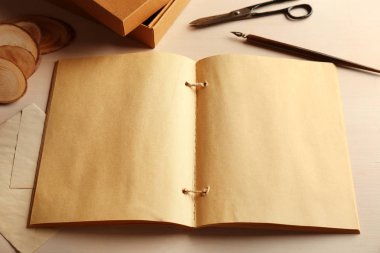 Açılan vintage defterini closeup