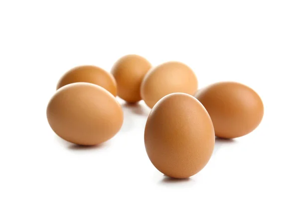 Raw eggs on white background — Stock Photo, Image