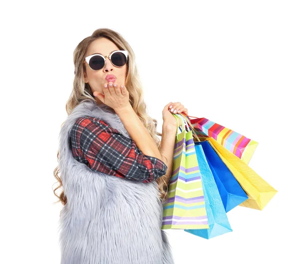 Donna con shopping bags — Foto Stock