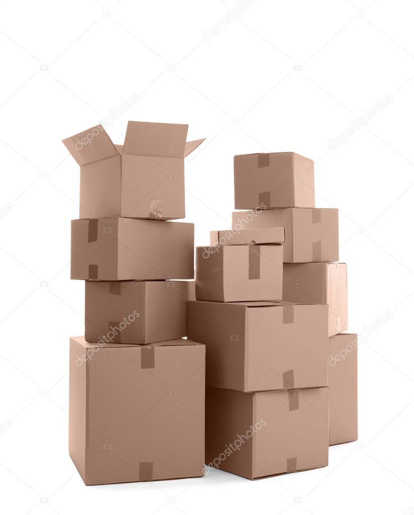 Cardboard boxes on white  