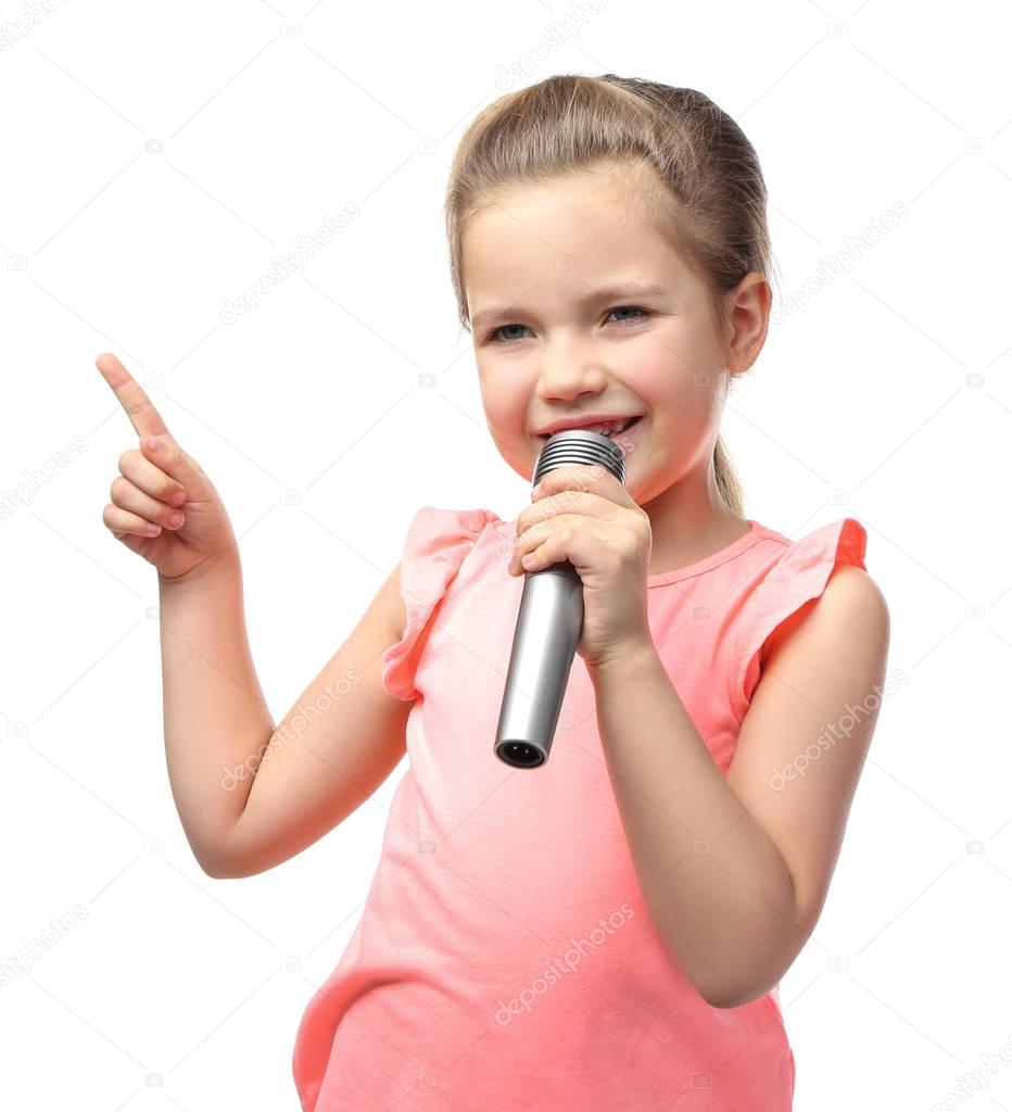 Cute little girl with microphone