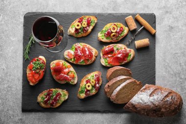 şarap ile hizmet bruschetta