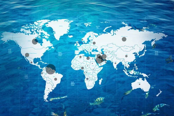 Mappa del mondo con aree di estrazione del petrolio — Foto Stock