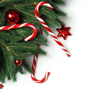 baston şekerler ve Noel süsleri 