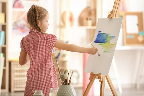 Cute Little Artist Painting Picture Studio — Stock Photo, Image