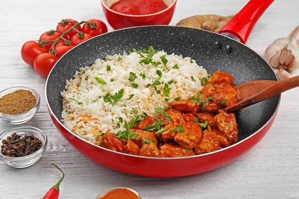 Pollo tikka masala y arroz — Foto de Stock