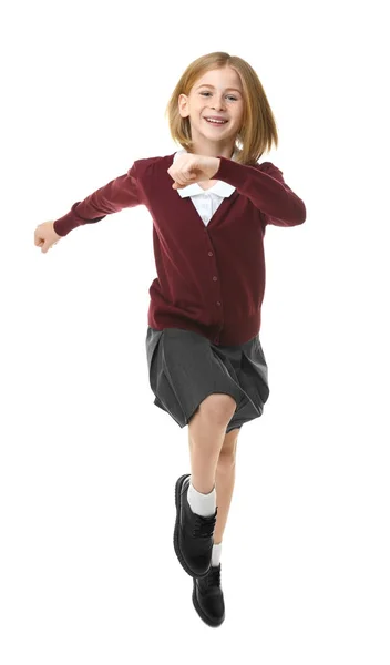 Aranyos lány iskolai egyenruhát — Stock Fotó