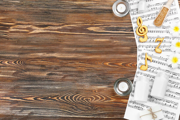 Состав музыкальных листов и спа-принадлежностей
 