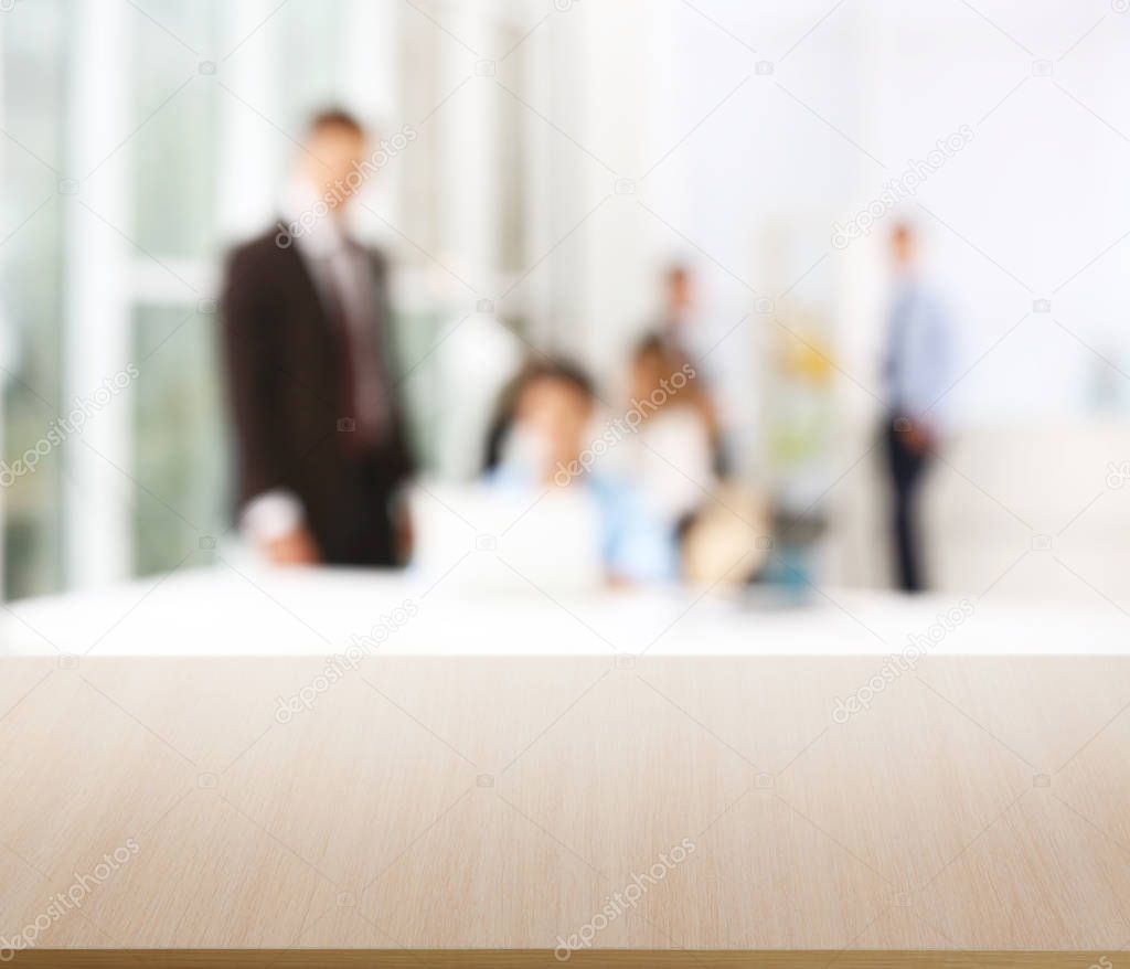 Table against blurred office background