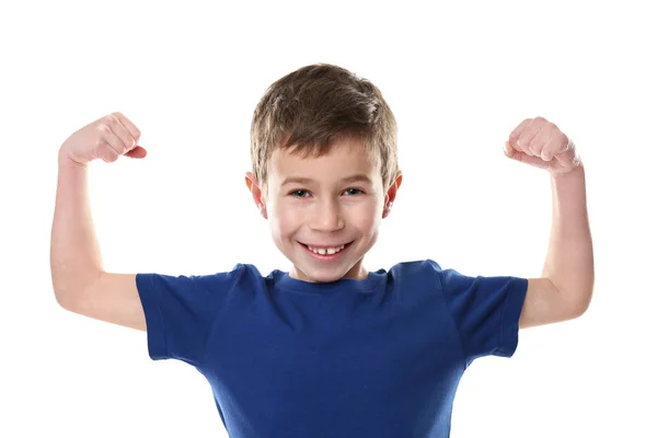 Portret Van Kleine Jongen Geïsoleerd Wit — Stockfoto