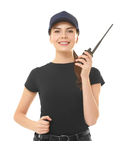 Vrouw in veiligheid uniform — Stockfoto