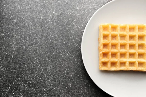 Delicious waffle on white plate — Stock Photo, Image
