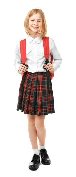 Carino ragazza in uniforme scolastica — Foto Stock