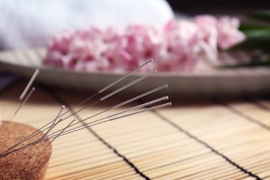 Set of needles for acupuncture clipart