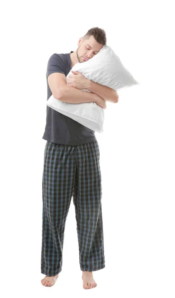 Sömnig ung i pyjamas — Stockfoto