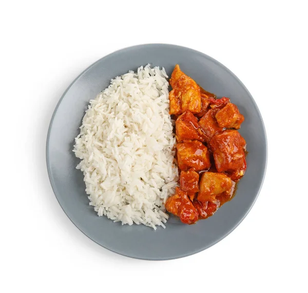 Frango tikka masala e arroz — Fotografia de Stock