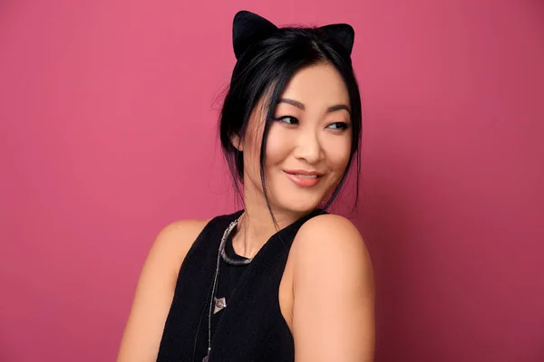 Young woman in cat ears — Stock Photo, Image