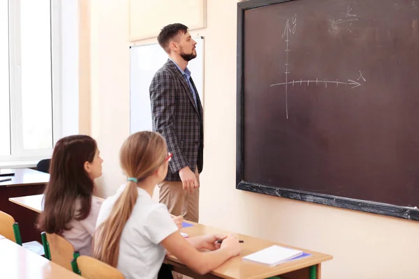 Leerlingen luisteren leraar in de klas — Stockfoto