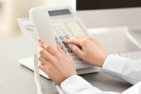 Hands of woman dialing number — Stock Photo, Image