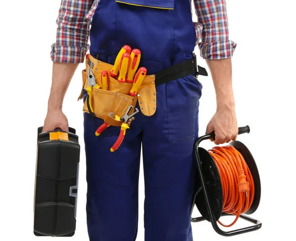 Young electrician with tools — Stock Photo, Image