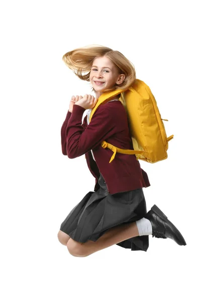 Aranyos lány iskolai egyenruhát — Stock Fotó