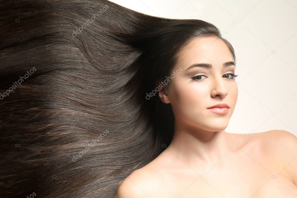 woman with long straight hair 