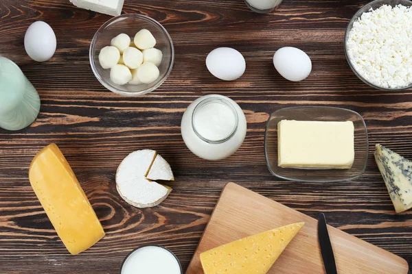 Flat lay of dairy products