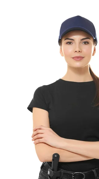 Mujer en uniforme de seguridad — Foto de Stock