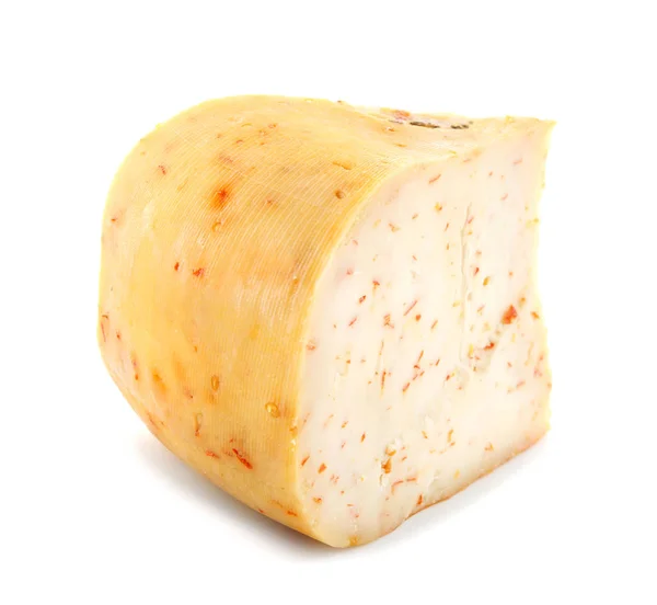 Κομμάτι νόστιμο τυρί σε λευκό φόντο — Φωτογραφία Αρχείου