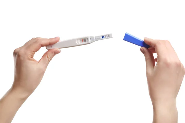 Pregnancy test in hands — Stock Photo, Image