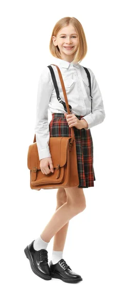 Roztomilá dívka ve školní uniformě — Stock fotografie