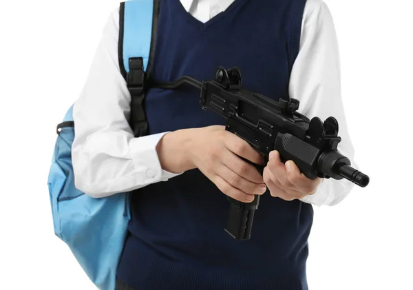 Schüler mit Maschinengewehr — Stockfoto