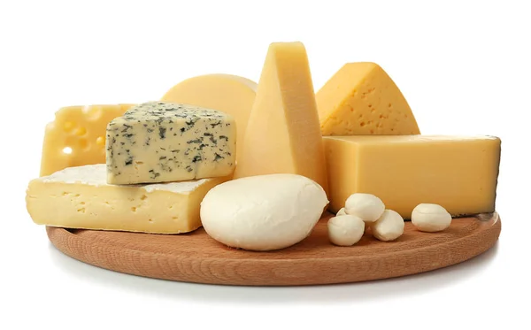 Assortment of cheese on wooden board — Stock Photo, Image