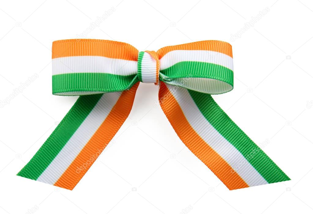 Ribbon bow in colors of Indian flag 