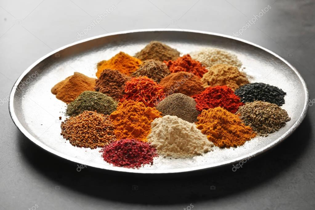 heaps of Different spices 