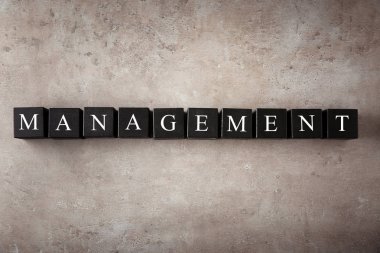 Ahşap küpleri renk arka plan üzerinde kelime yönetimi ile