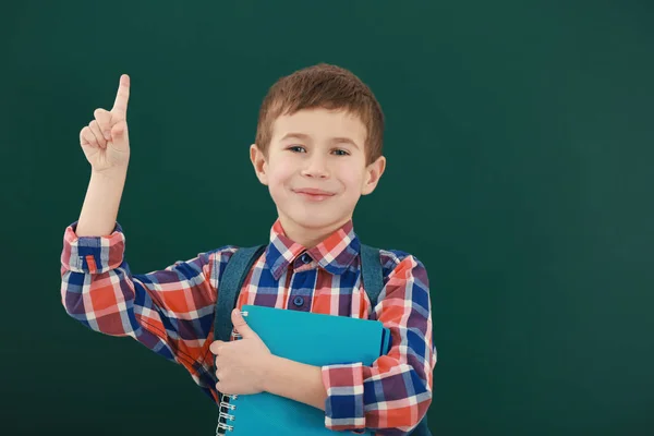 Portrait Schoolboy Blackboard Background — Stock Photo, Image