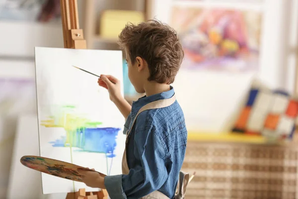 Cute little artist painting picture — Stock Photo, Image