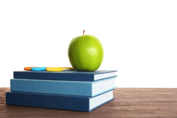 Apetyczny zielone jabłko i książek — Zdjęcie stockowe