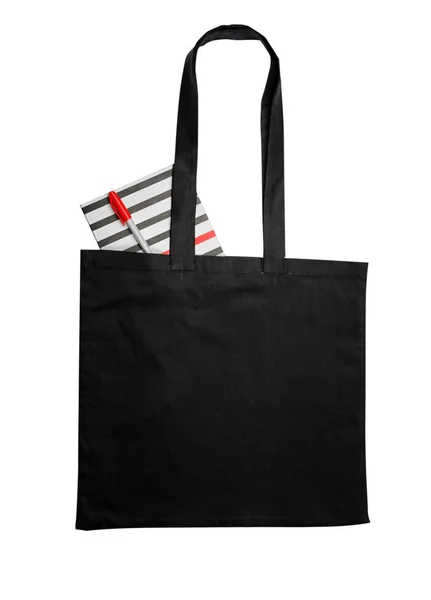 Bolso negro con papelería — Foto de Stock