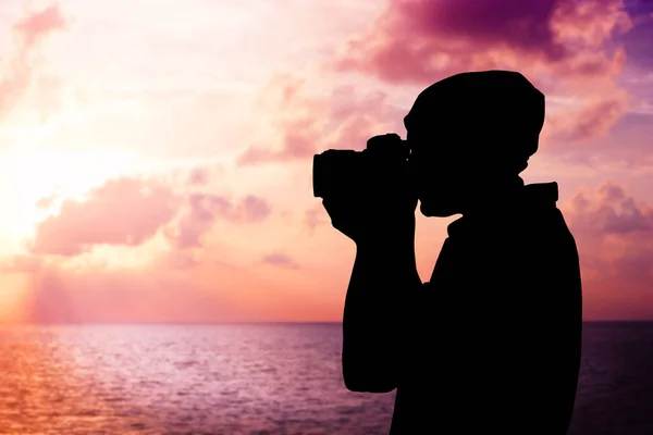 Silhouette De Photographe Professionnel — Photo