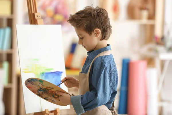 Cute little artist painting picture — Stock Photo, Image