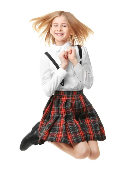 Menina bonito em uniforme escolar — Fotografia de Stock