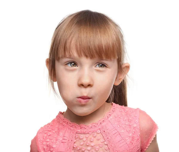 Menina Bonito Fundo Branco — Fotografia de Stock